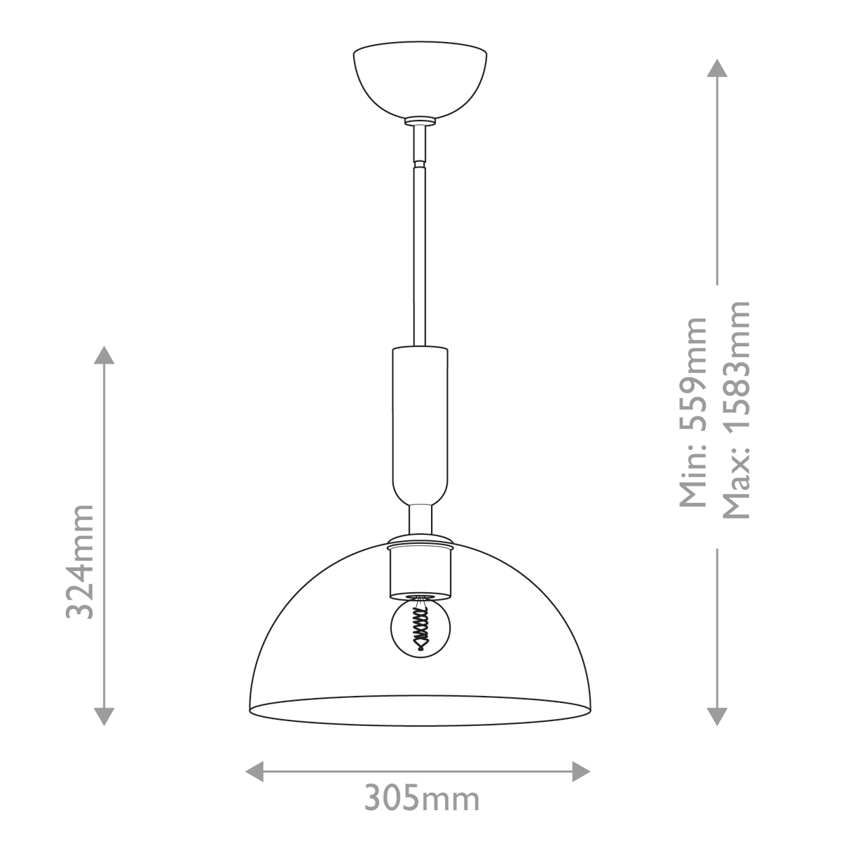 Подвесной светильник с прозрачным полусферическим стеклянным плафоном Alora Mood  в Ижевске