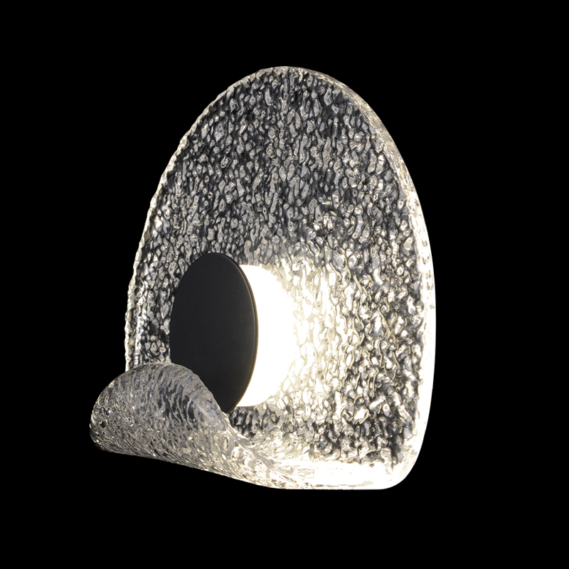 Бра из текстурированного прозрачного стекла с изогнутым краем Textured Glass  Черный Прозрачное Стекло в Ижевске | Loft Concept 