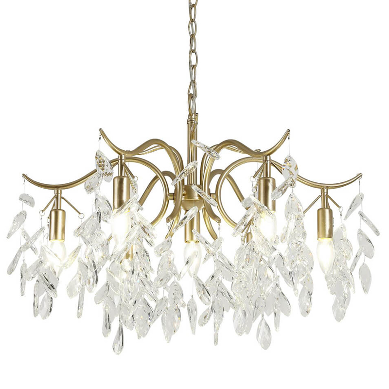 Люстра Hanging Crystal Leaves Chandelier 71 матовое золото Прозрачный (Transparent) в Ижевске | Loft Concept 