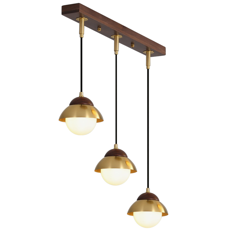 Линейный светильник Roch Linear Pendant Wooden Eco Light Белый Коричневый Латунь в Ижевске | Loft Concept 