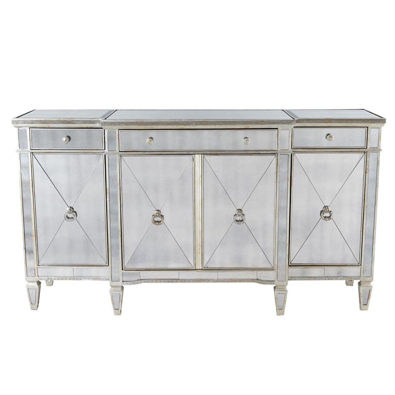 Комод зеркальный Celso Mirrored Chest of drawers 3 ящика и 4 дверцы Зеркало в Ижевске | Loft Concept 