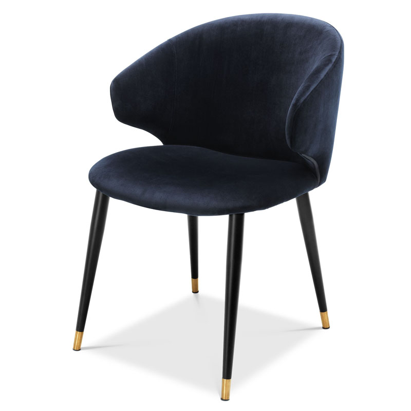 Стул Eichholtz DINING CHAIR VOLANTE blue Темно-синий Черный Золотой в Ижевске | Loft Concept 