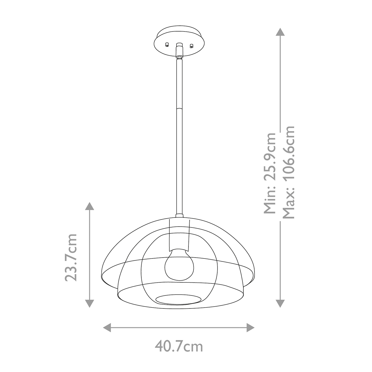 Подвесной светильник с прозрачным двойным стеклянным плафоном в форме купола и внутренней сферой Hinkley в Ижевске