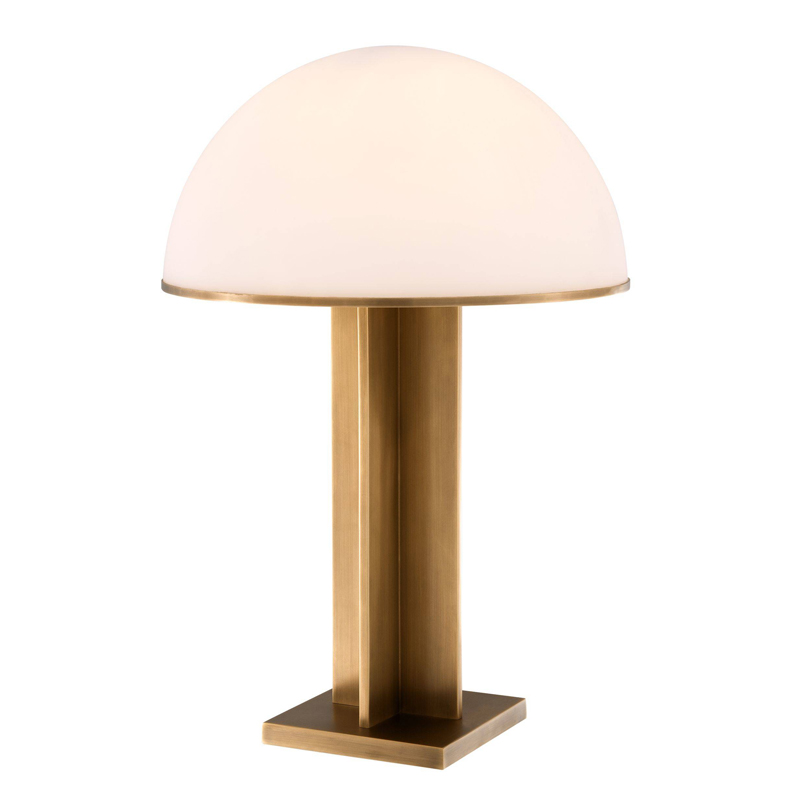 Настольная лампа Eichholtz Table Lamp Berkley Латунь Античная полированная Белое матовое стекло в Ижевске | Loft Concept 