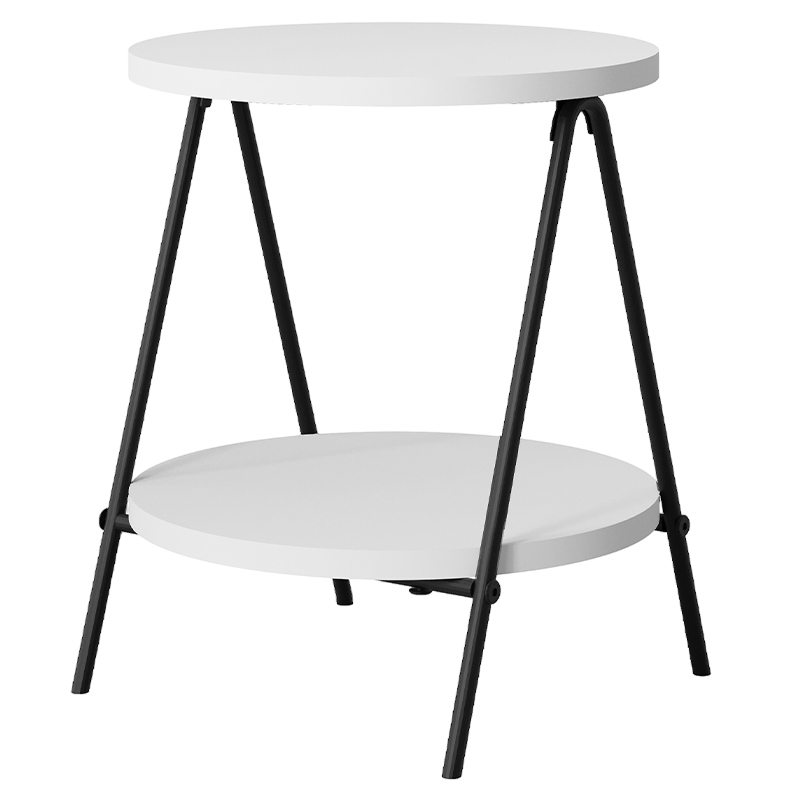 Стол приставной с 2-мя круглыми белыми столешницами ESSEL SIDE TABLE WHITE Белый Черный в Ижевске | Loft Concept 