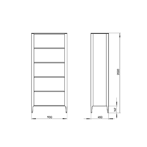Стеллаж прямой серый с открытыми полками Type  в Ижевске