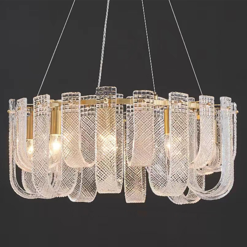 Люстра Prudence Textured Glass Chandelier Золотой Прозрачное Стекло в Ижевске | Loft Concept 