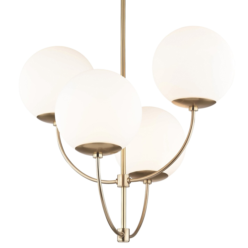 Люстра Breasal White Matte Balls Chandelier Brass Латунь Белое матовое стекло в Ижевске | Loft Concept 