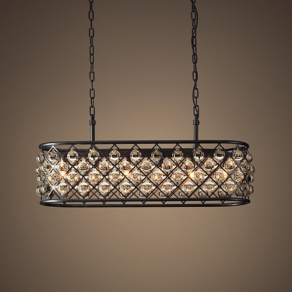 Люстра RH Spencer Rectangular Chandelier 80 Черный в Ижевске | Loft Concept 