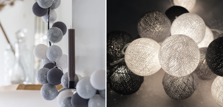 Гирлянда хлопковые фонарики Сotton Ball Silver Mix - Loft-Concept в Ижевске