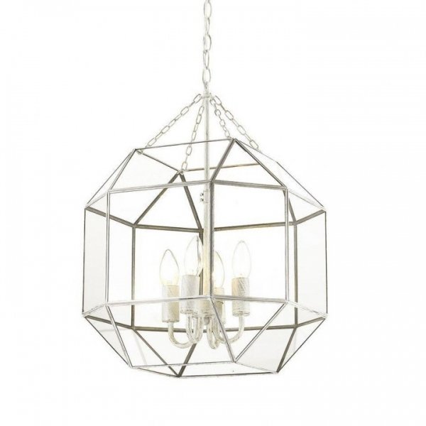 Подвесной светильник Glass & Metal Cage Pendant White 4 Белый в Ижевске | Loft Concept 