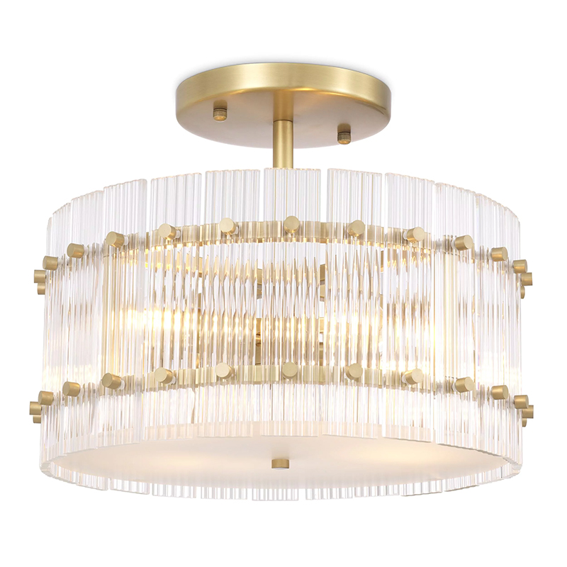 Потолочный светильник Eichholtz Ceiling Lamp Ruby Round Brass Латунь Прозрачное Стекло в Ижевске | Loft Concept 