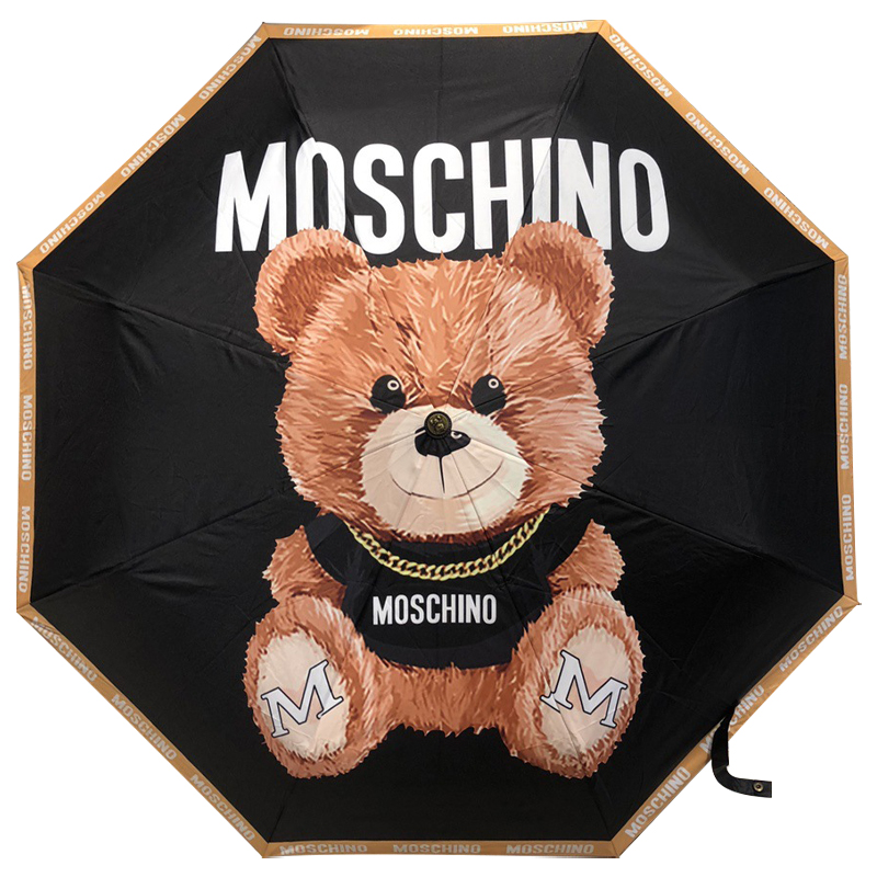 Зонт раскладной MOSCHINO дизайн 005 Черный цвет Черный Коричневый в Ижевске | Loft Concept 