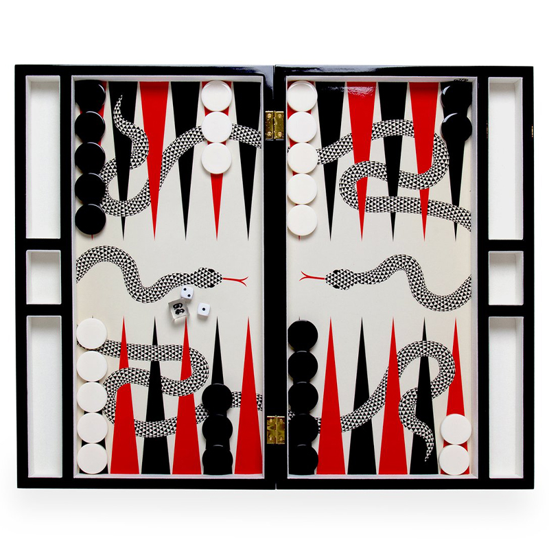 Нарды  EDEN BACKGAMMON SET Jonathan Adler Красный Черный ivory ( слоновая кость ) в Ижевске | Loft Concept 