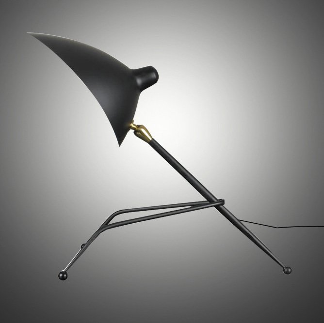 Настольная лампа Serge Mouille Tripod Desk Lamp Черный в Ижевске | Loft Concept 