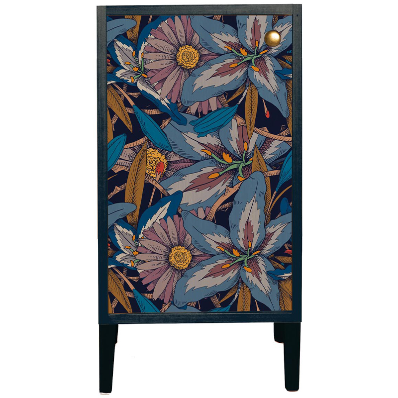 Шкаф с цветочным изображением Blue Floral Print Cabinet Синий Мульти в Ижевске | Loft Concept 