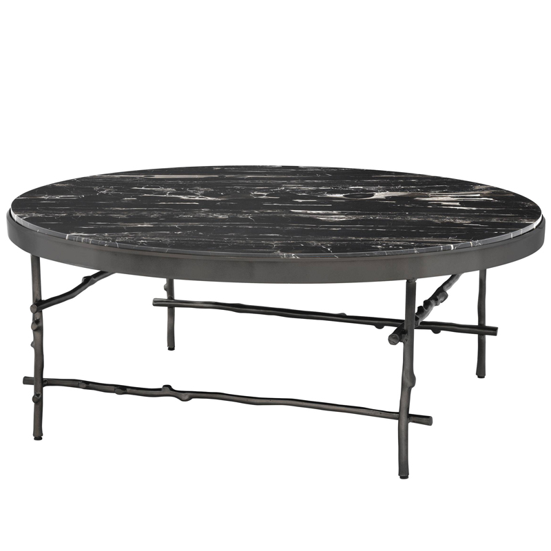 Кофейный стол Eichholtz Coffee Table Tomasso round Черный Мрамор Nero Темная бронза в Ижевске | Loft Concept 