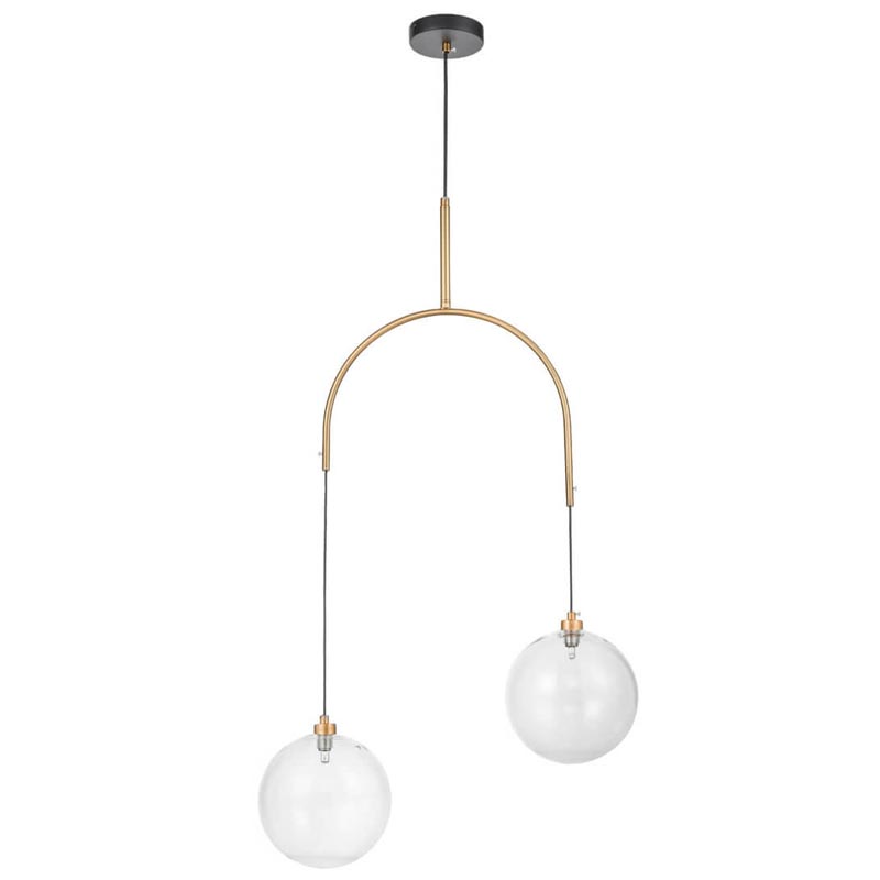 Люстра Two Hanging Ball Chandelier Золотой Прозрачный Черный в Ижевске | Loft Concept 