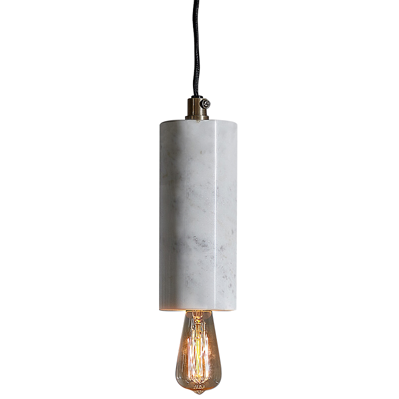 Подвесной светильник Shaw Cylinder Marble Hanging Lamp Белый Мрамор Bianco Черный в Ижевске | Loft Concept 