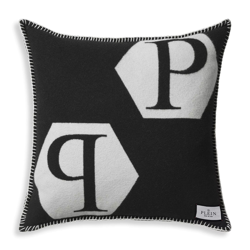 Подушка Philipp Plein Cushion Cashmere Black Черно-белый в Ижевске | Loft Concept 