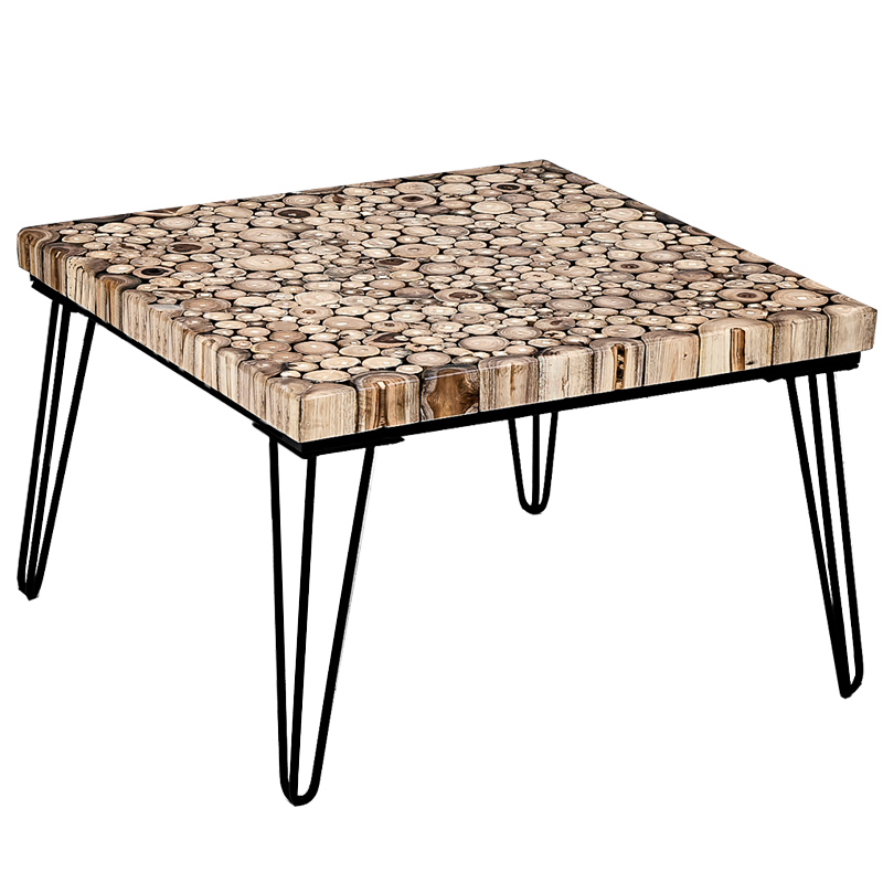 Кофейный стол Tree Cuts square coffee table Коричневый Черный в Ижевске | Loft Concept 