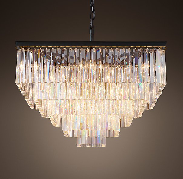 Люстра RH 1920s Odeon Clear Glass Fringe Chandelier - 5 square Черный в Ижевске | Loft Concept 