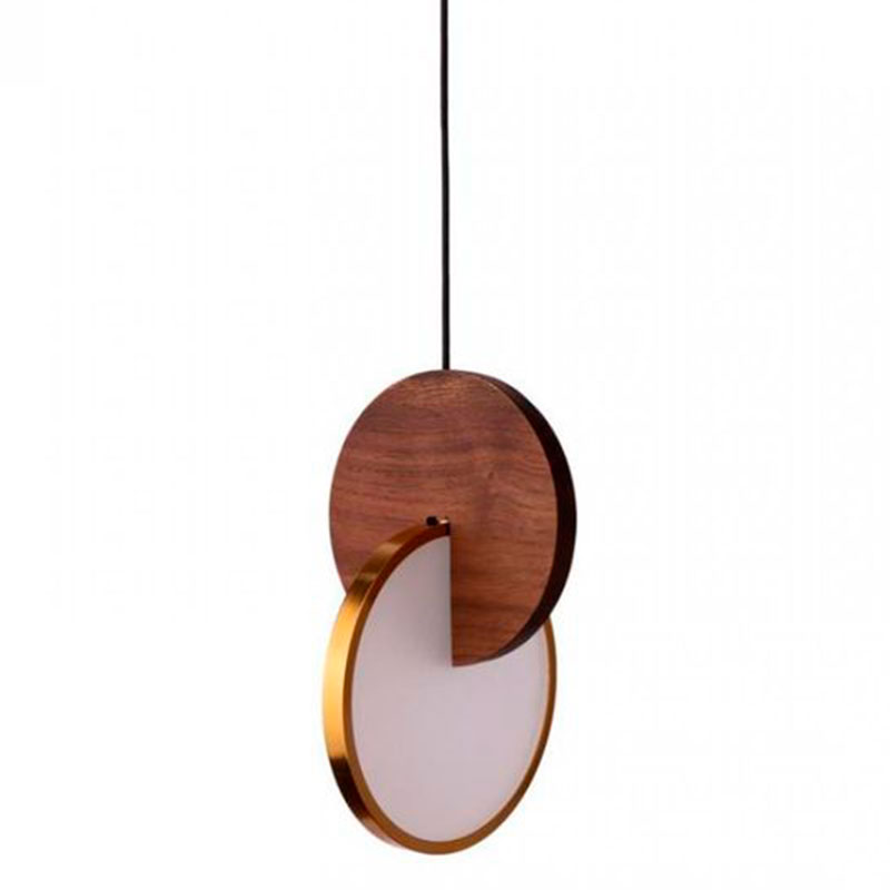 Подвесной светильник Eclipse Pendant Light Wood Золотой Белый Дерево Табак в Ижевске | Loft Concept 