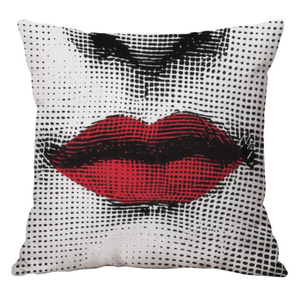 Декоративная подушка Fornasetti lips red Красный (Red) в Ижевске | Loft Concept 