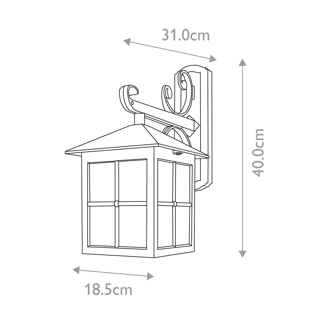 Настенный фонарь черного цвета в форме фонаря с решетчатым плафоном и фактурным стеклом Elstead Lighting в Ижевске