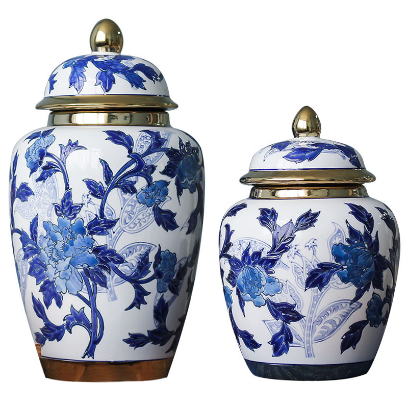 Вазы Porcelain Oriental Blue Ornament Vases Синий Белый Золотой в Ижевске | Loft Concept 