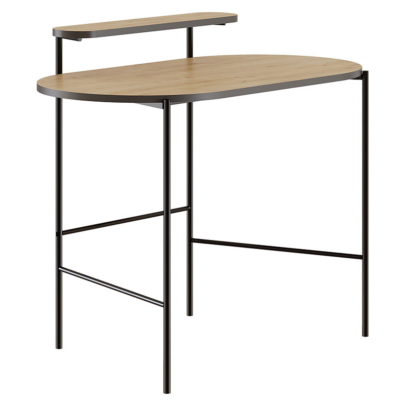 Стол письменный овальной формы с полкой LOUB WORKING TABLE BLACK OAK Древесина Черный в Ижевске | Loft Concept 