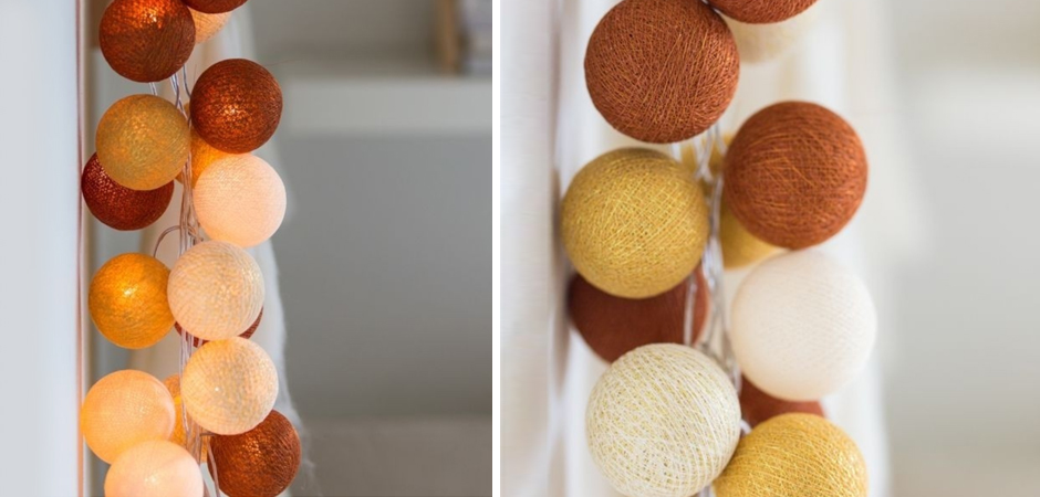 Гирлянда хлопковые фонарики Сotton Ball Gold-Copper - Loft-Concept в Ижевске