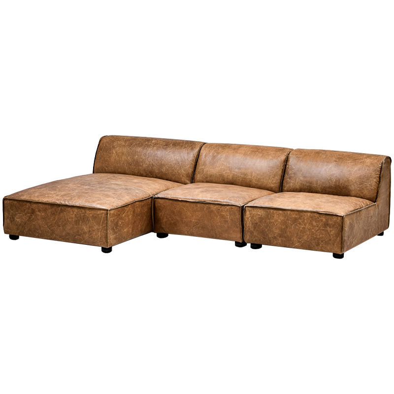 Диван Diehl Leather Sofa Карамель Хром в Ижевске | Loft Concept 