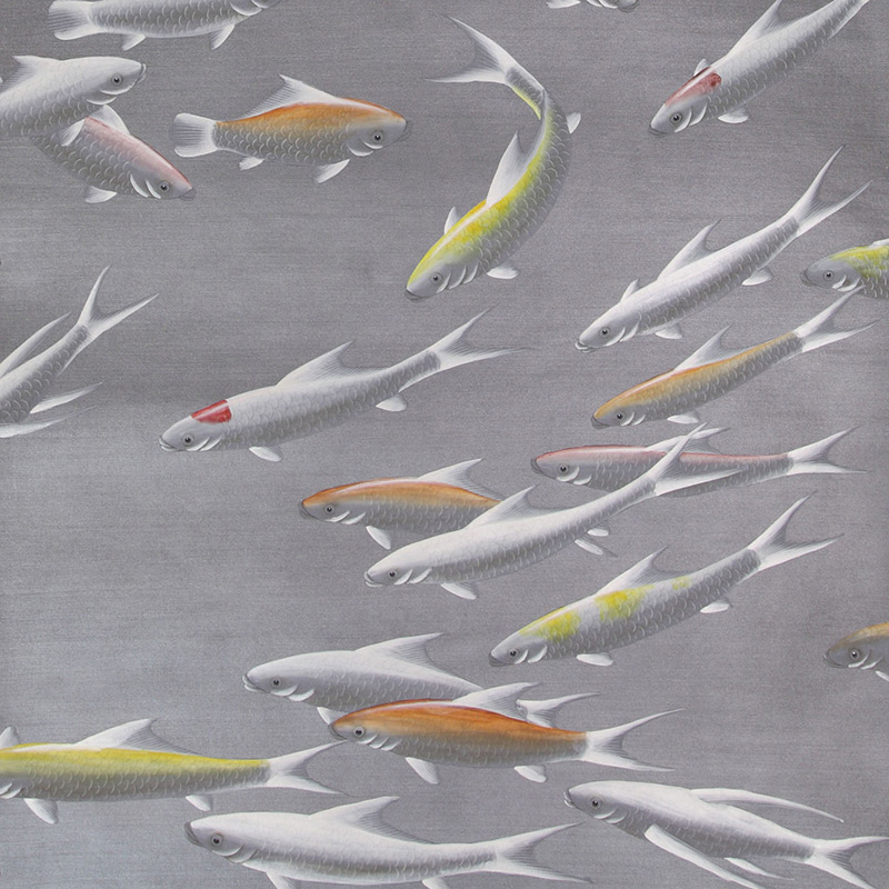 Обои ручная роспись Fishes Koi on Flash metallic Xuan paper  в Ижевске | Loft Concept 