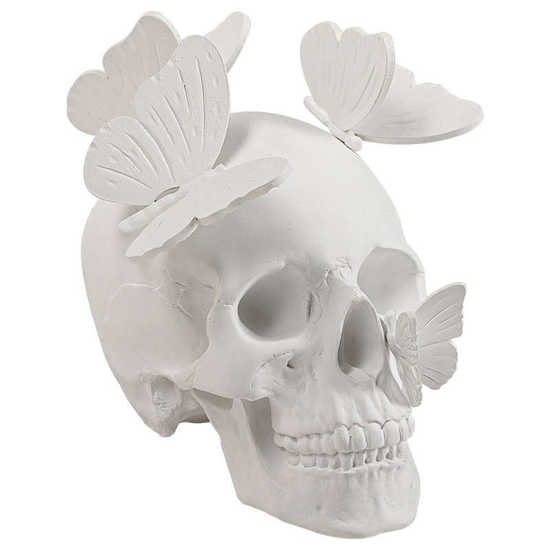 Статуэтка Skull with butterflies white Белый в Ижевске | Loft Concept 