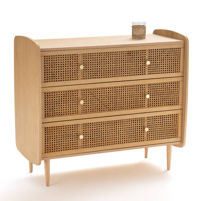 Комод с 3-мя ящиками из плетеного ротанга Aelius Rattan Wicker Chest of drawers Светлый дуб в Ижевске | Loft Concept 