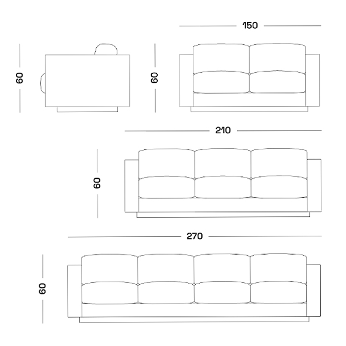 Дизайнерский кожаный диван черный Poltronova Saratoga Sofa в Ижевске