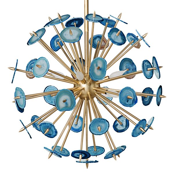  Люстра  Agate Burst Chandelier BLUE с синими агатами Синий Латунь в Ижевске | Loft Concept 