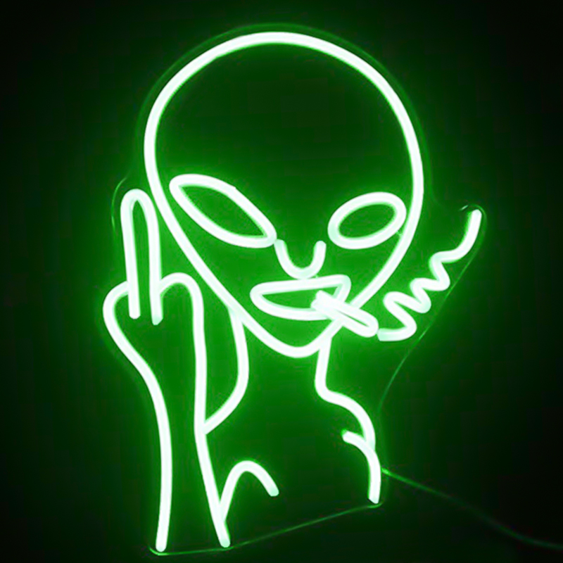 Неоновая настенная лампа Alien Neon Wall Lamp Зеленый Белый в Ижевске | Loft Concept 