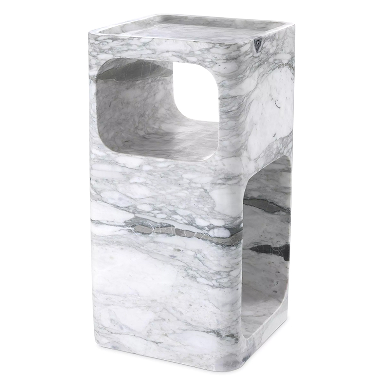 Приставной стол Eichholtz Side Table Adler Marble Белый Мрамор Bianco в Ижевске | Loft Concept 