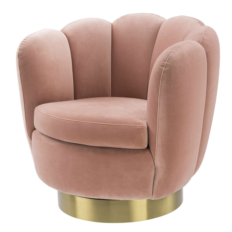 Кресло Eichholtz Swivel Chair Mirage nude Розовый пастельный Матовая латунь в Ижевске | Loft Concept 