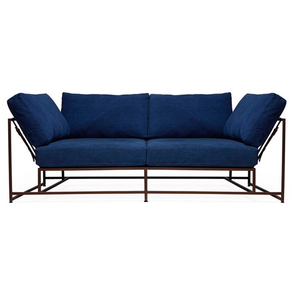 Двухместный диван Indigo Denim and copper Two Seat Sofa Индиго в Ижевске | Loft Concept 