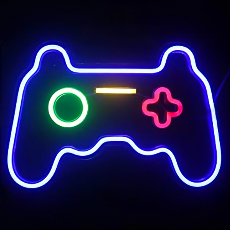 Неоновая настенная лампа Joystick Neon Wall Lamp Синий Зеленый Красный Желтый Прозрачный в Ижевске | Loft Concept 