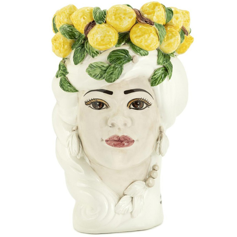 Ваза Vase Lemon Head Lady White Белый Желтый Зеленый в Ижевске | Loft Concept 