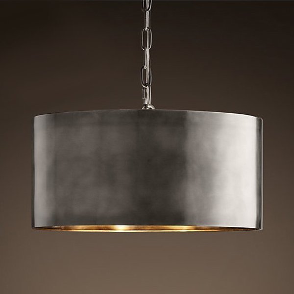 Подвесной светильник RH Antiqued Metal Drum Pendant lamp Серебряный Бронза в Ижевске | Loft Concept 