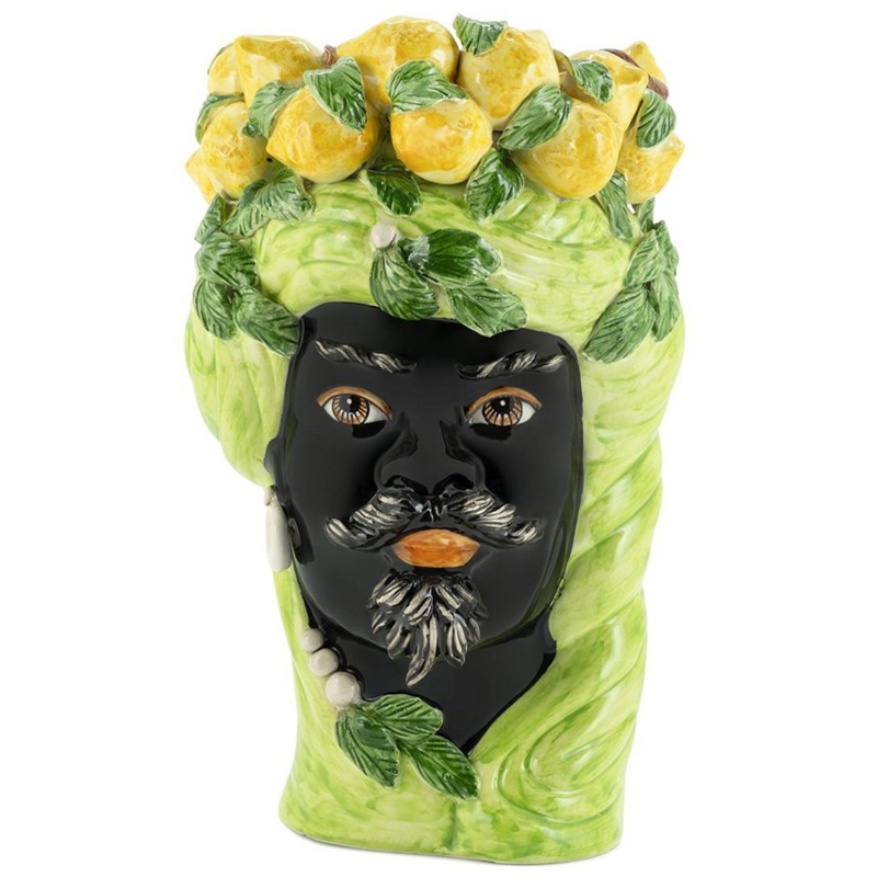 Ваза Vase Lemon Head Man Lime Салатовый Желтый Черный в Ижевске | Loft Concept 