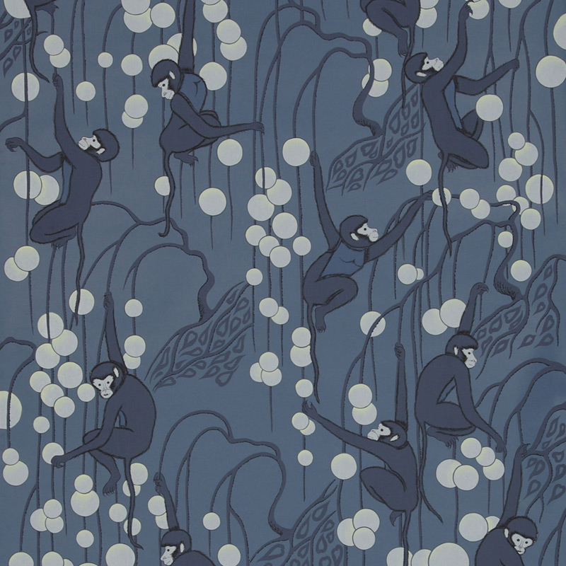 Обои ручная роспись Deco Monkeys Parisian Blue on dyed paper  в Ижевске | Loft Concept 