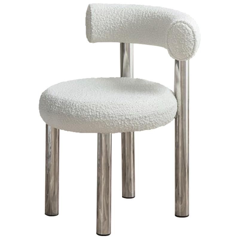 Стул Ellias White Boucle Chair Белый Хром в Ижевске | Loft Concept 