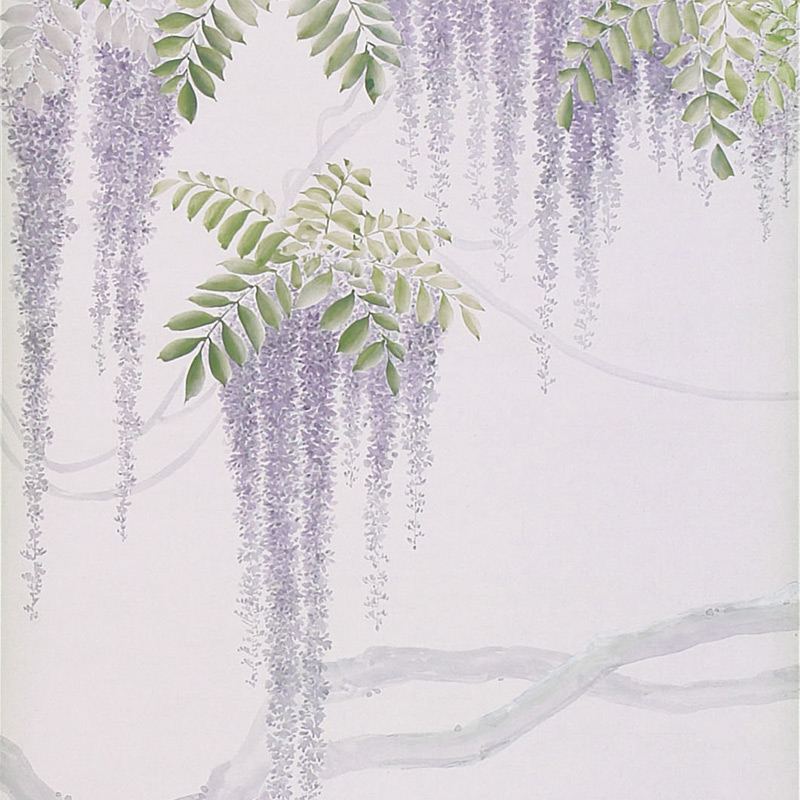 Обои в японском стиле Wisteria Lavender on Lilac Mica metallic Xuan paper  в Ижевске | Loft Concept 