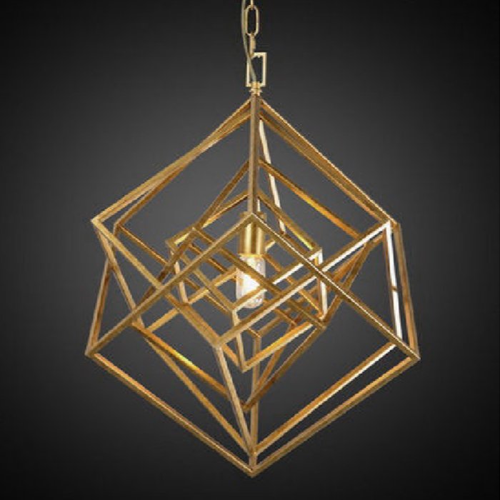 Подвесной светильник CUBIST Chandelier Gold 1 bulbs Золотой в Ижевске | Loft Concept 